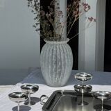 Classic silver tray with pearl stripe frieze