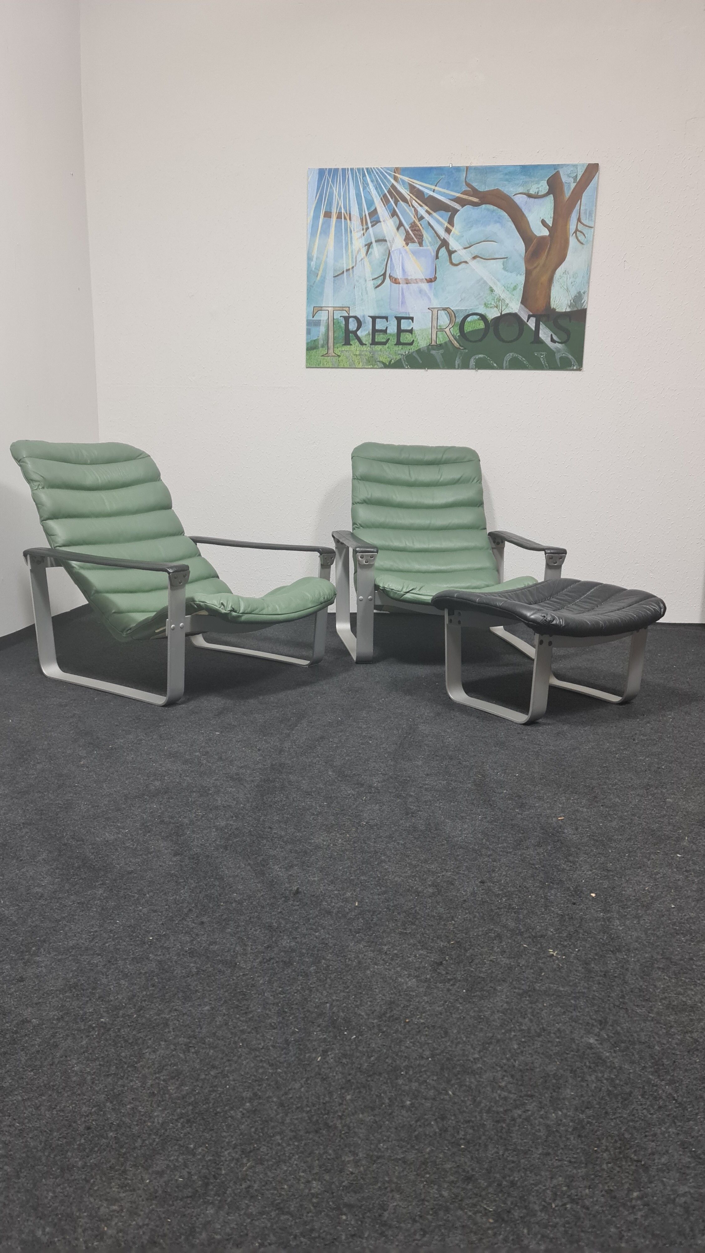 Paire de fauteuils pulkka vintage et ottoman par Ilmari Lappalainen pour Asko Finlande