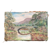 Old painting of the bridge over the river