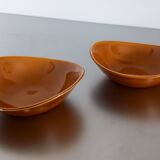 2 old orange-yellow ceramic bowls from the Salins earthenware factory