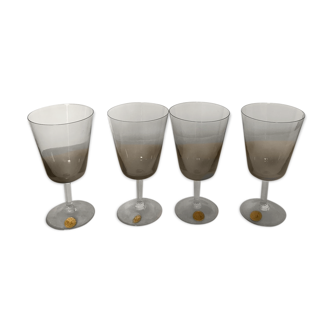 Lot of 4 glasses of smoked crystal