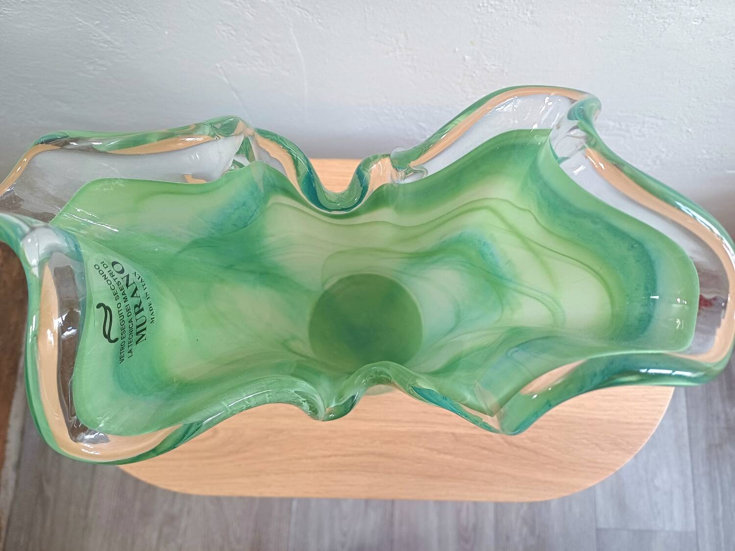 Vase en verre de Murano vert, Italie