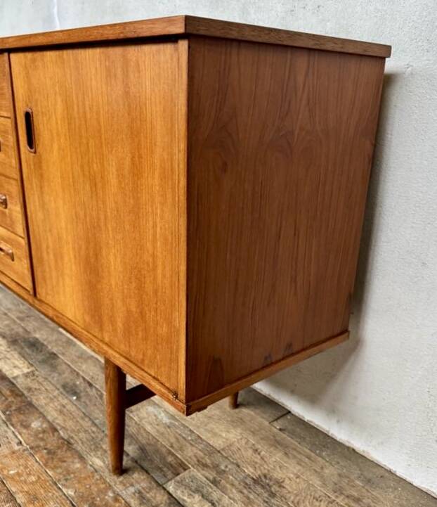 Teak sideboard 220 cm 3 doors 4 drawers 1960