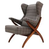 Mid-Century Franco Albini Fiorenza Graphite-blue Wool Ash Italian 1950 Armchair