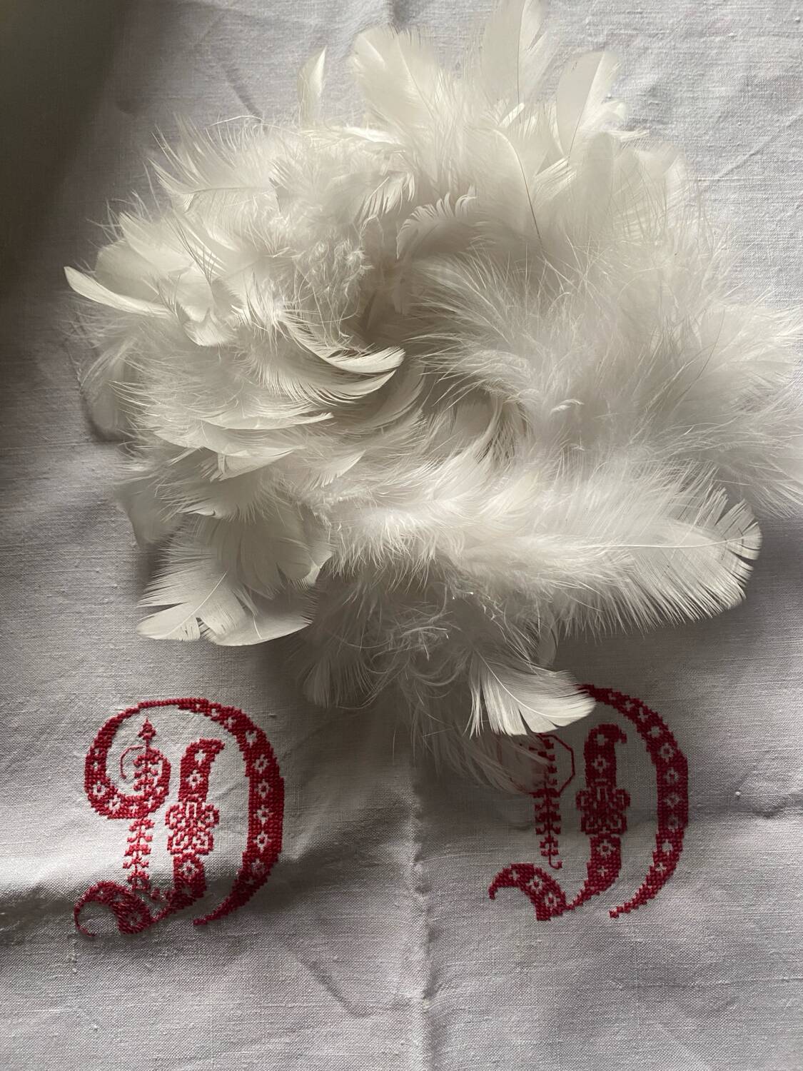 Antique rectangular linen winegrower's tablecloth