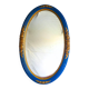 Antique oval mirror, royal blue and gold – rose design – 80 x 52 cm
