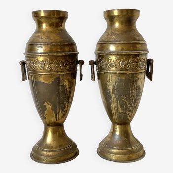 Pair of old baluster vases