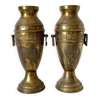 Pair of old baluster vases