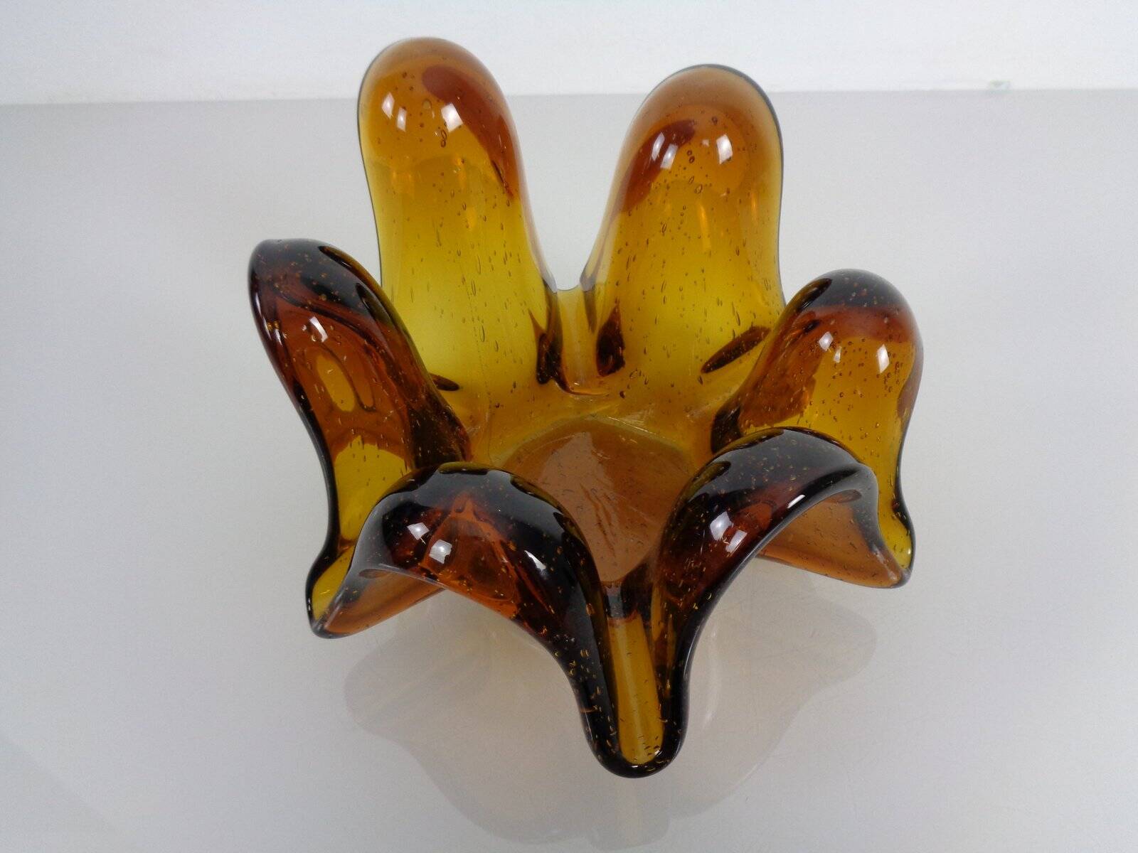 Large Murano amber glass bowl, Italy, 1960s