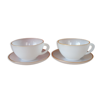 Duo of vintage Arcopal cups