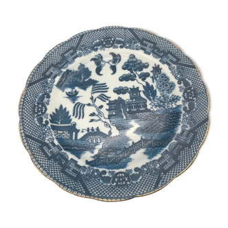 Old earthenware plate with decoration of landscape of asia 19.5 cm