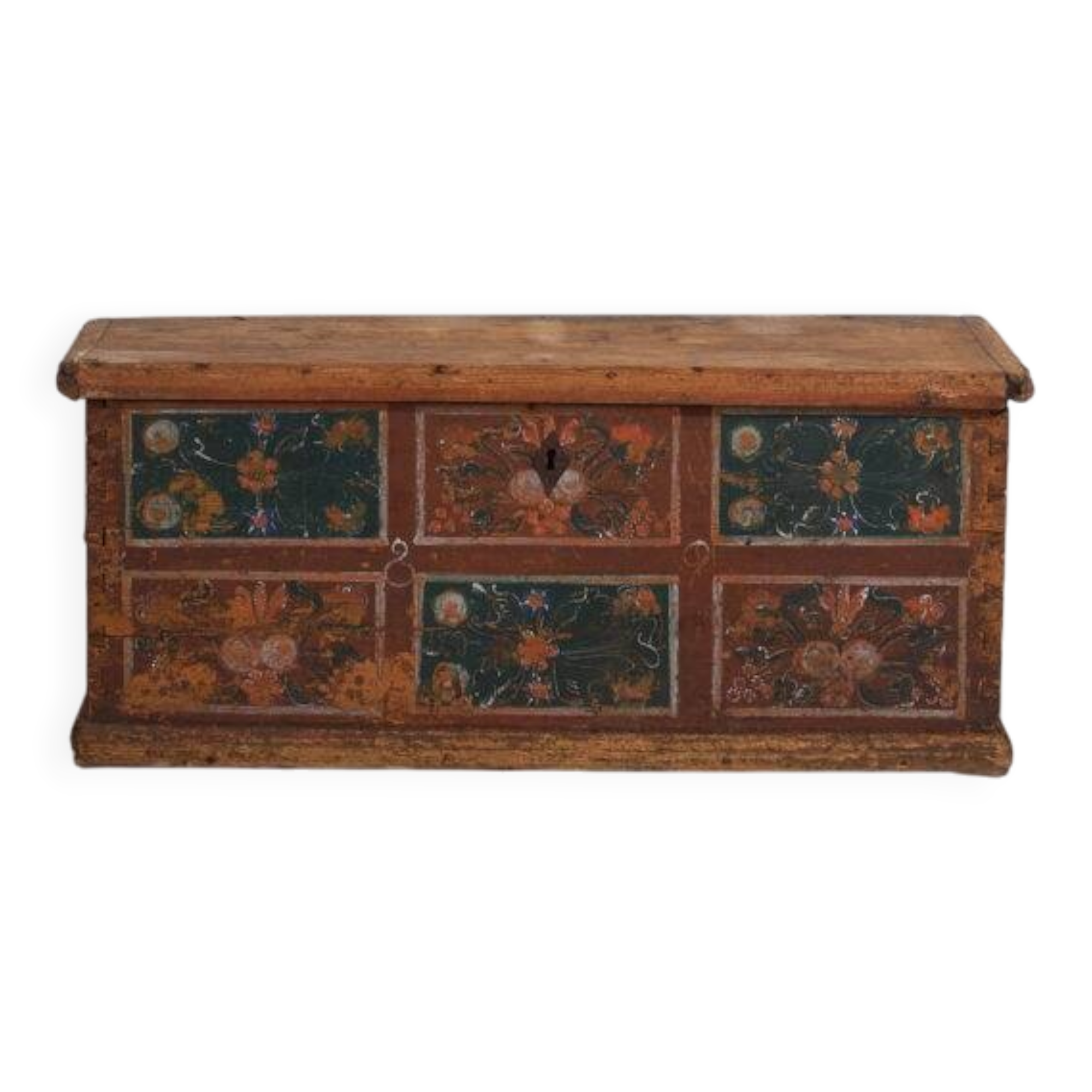Malle de rangement ancienne avec décoration florale (année 1895) #102