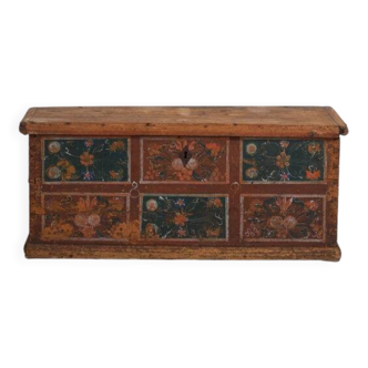 Malle de rangement ancienne avec décoration florale (année 1895) #102