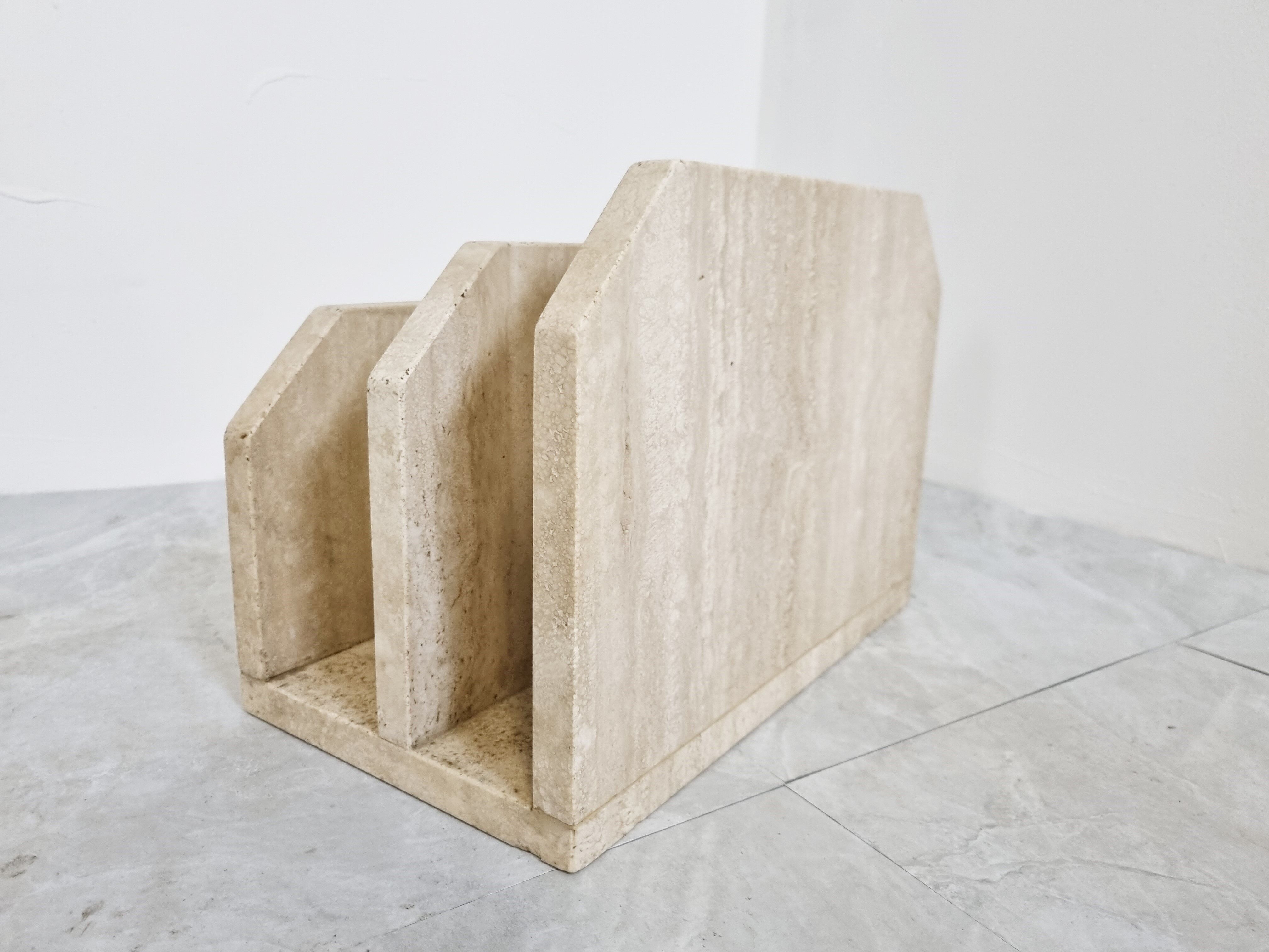 Vintage travertine magazine holder, 1970s