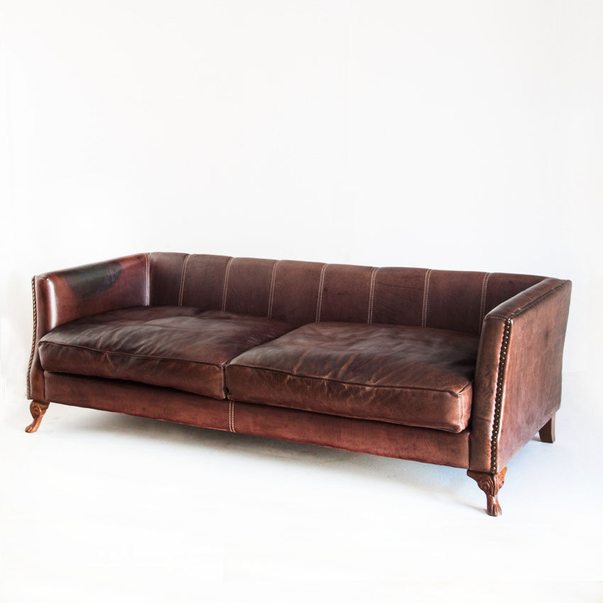 Vintage leather sofa. Edited by Mantellassi. Italy, 90s