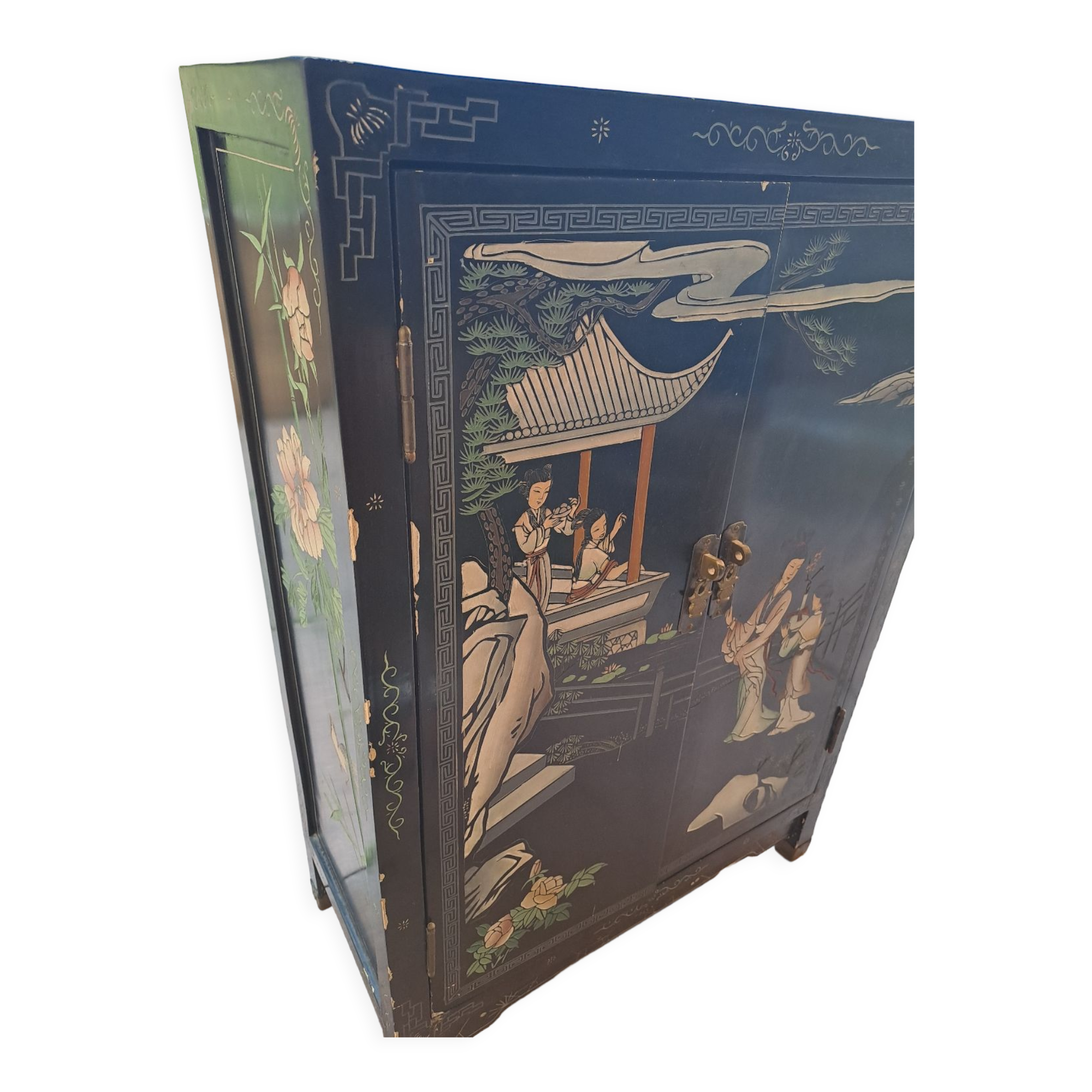 Black chinoiserie lacquer cabinet