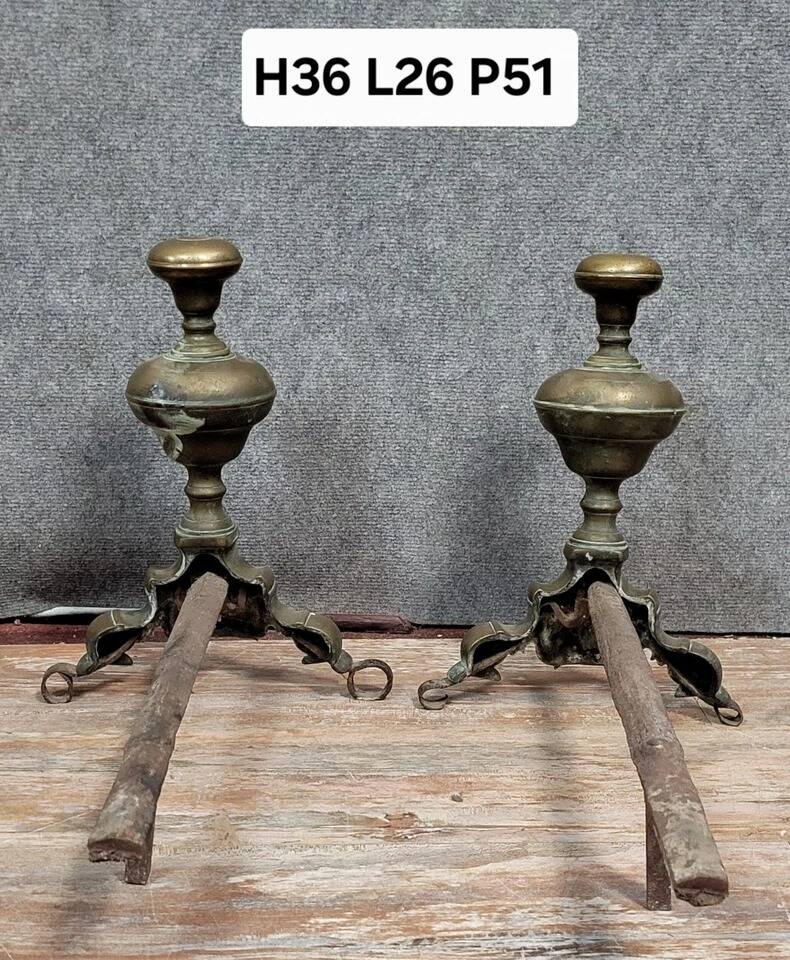 Pair of 18th century gilt bronze andirons with marmosets