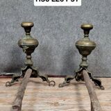 Pair of 18th century gilt bronze andirons with marmosets