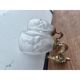 Pair of brass wall lights and glass paste.