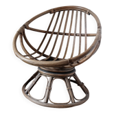 Fauteuil en rotin naturel avec assise pivotante