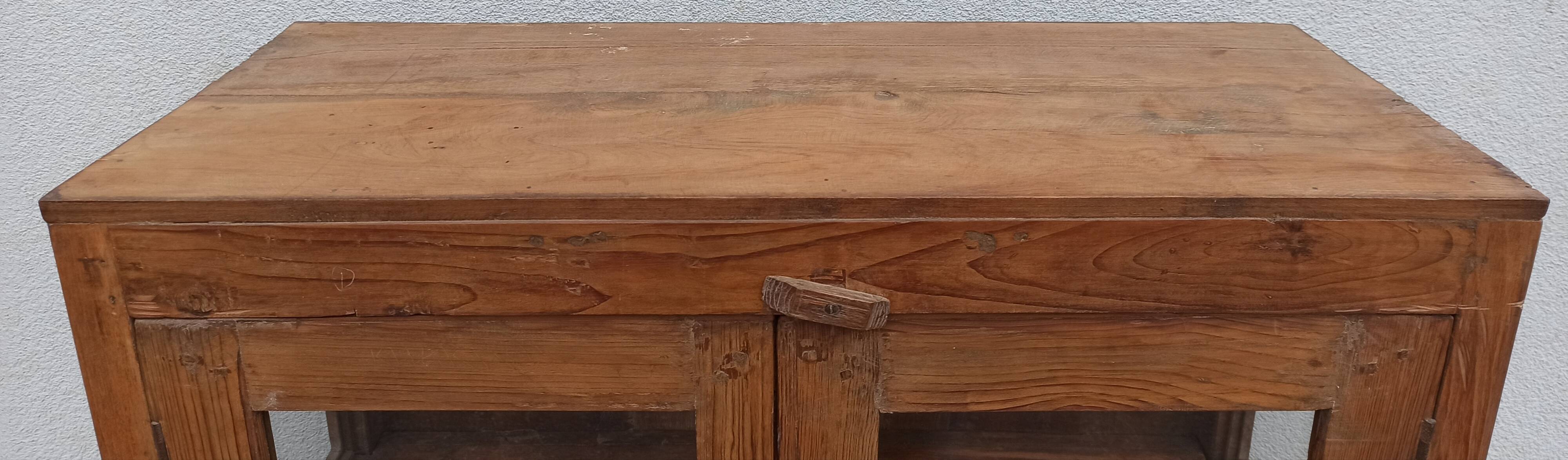 Old wooden cabinet display case with two doors