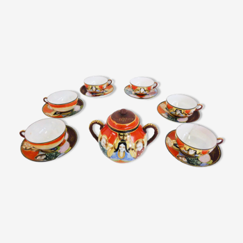 Service en porcelaine chinoise peinte à la main, 1950s, set de 13