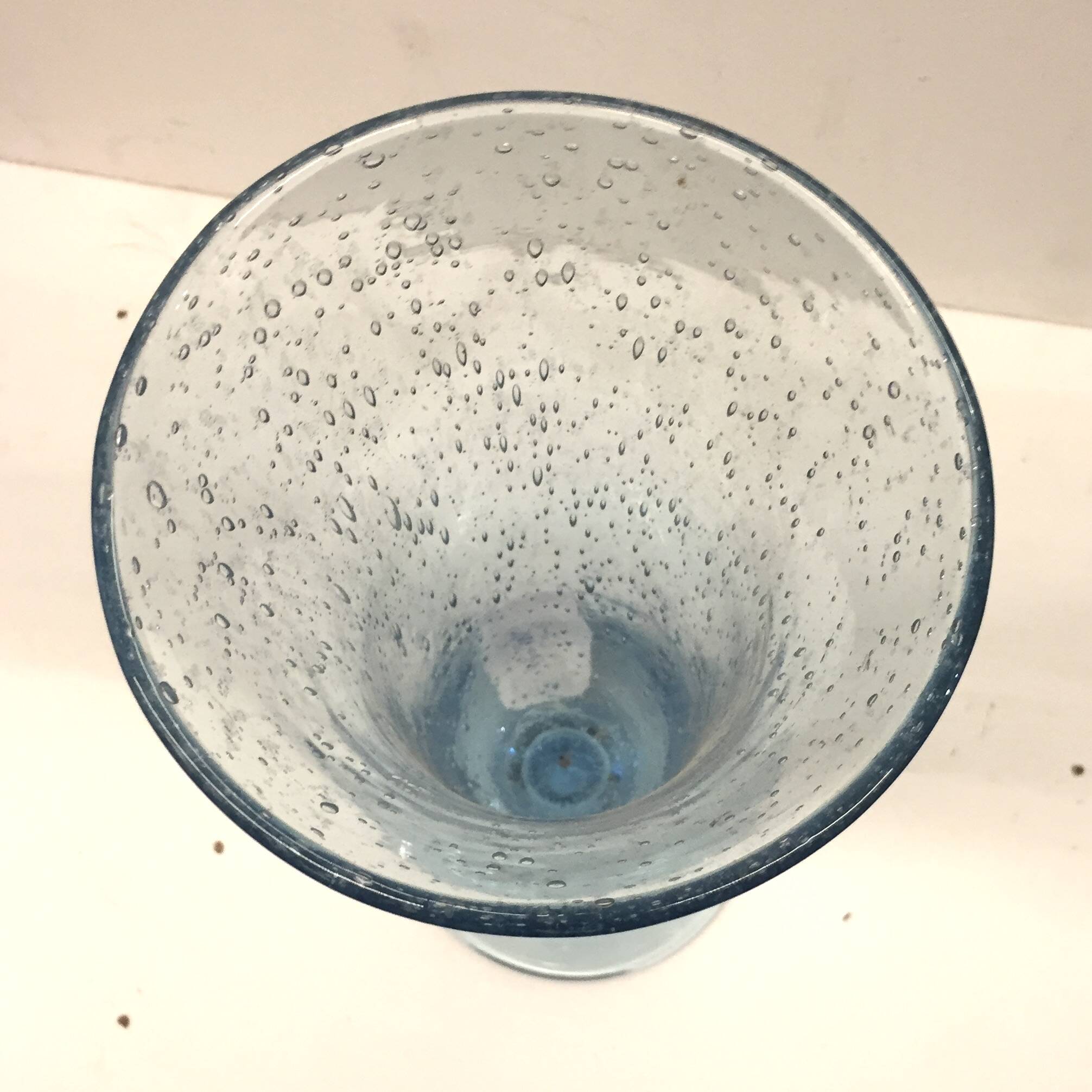 Blue bubble glass vase