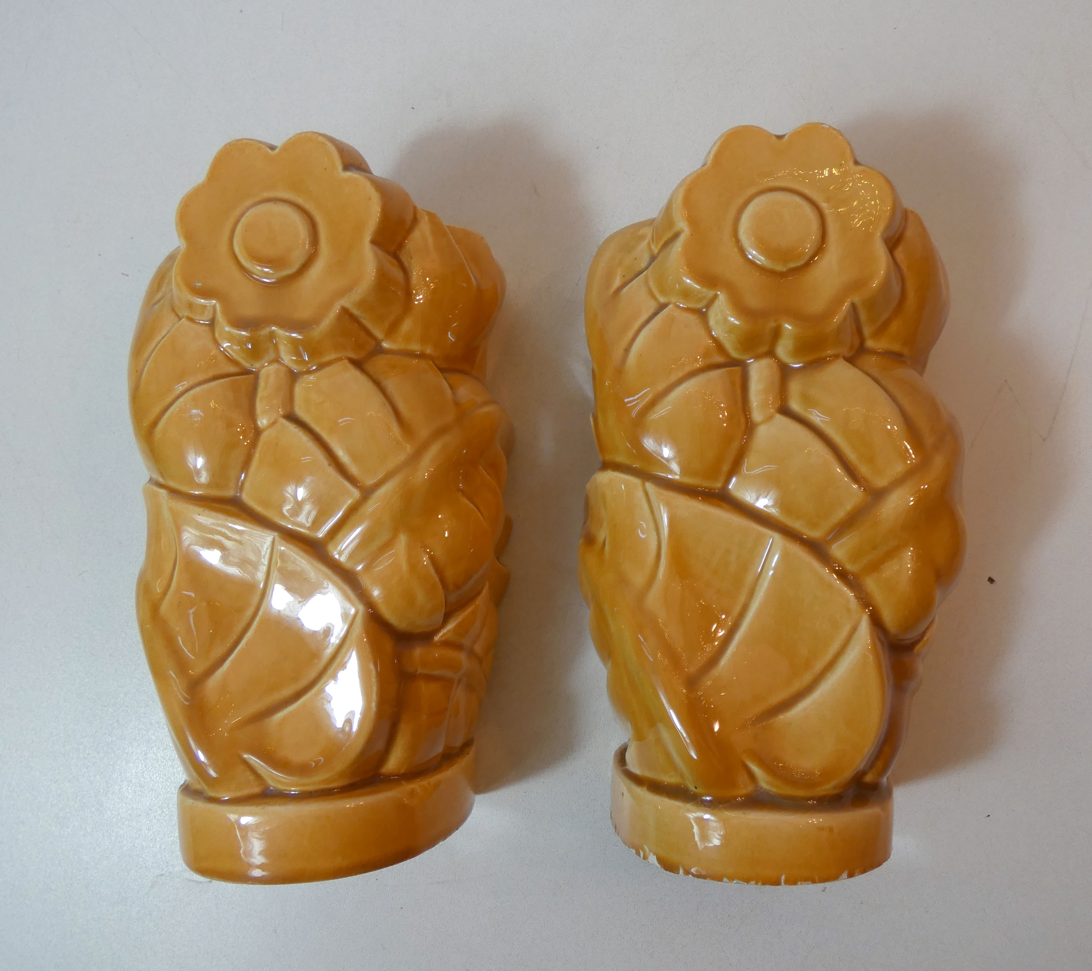pair of vases in faience Saint Clement slurry art deco