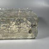 1960s 1970s Ice Glass Flush Mount Plafoniere by Kalmar Franken KG Austria