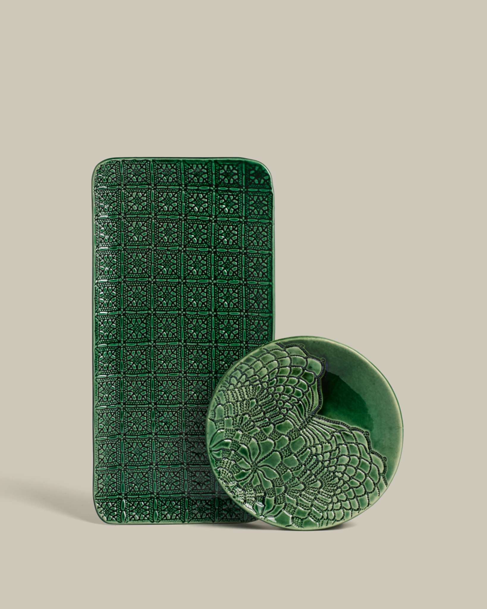Set de 4 assiettes et 1 plat Verde