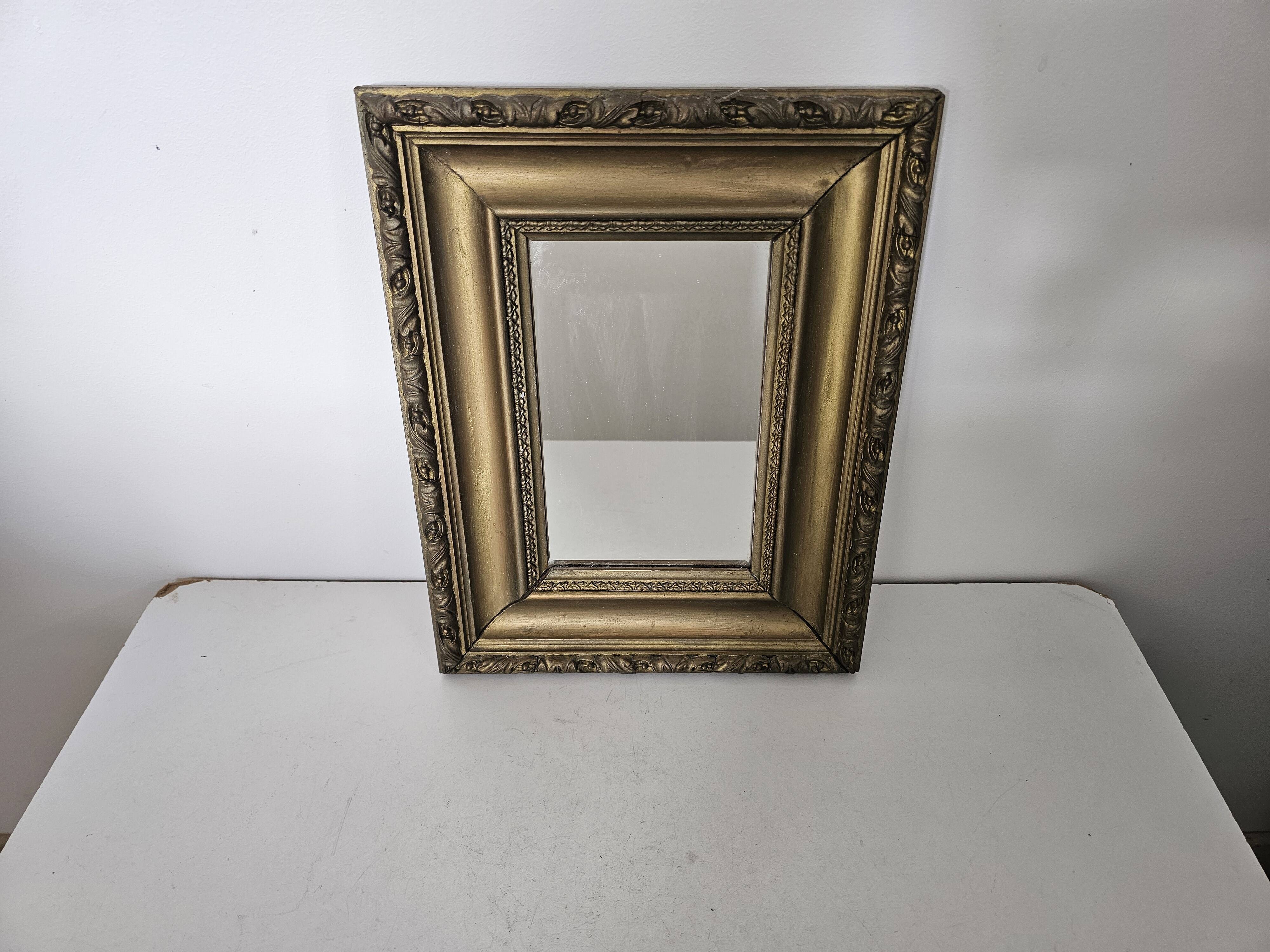 Antique Rectangular Mirror with a gilded wooden frame 35cm x 27cm