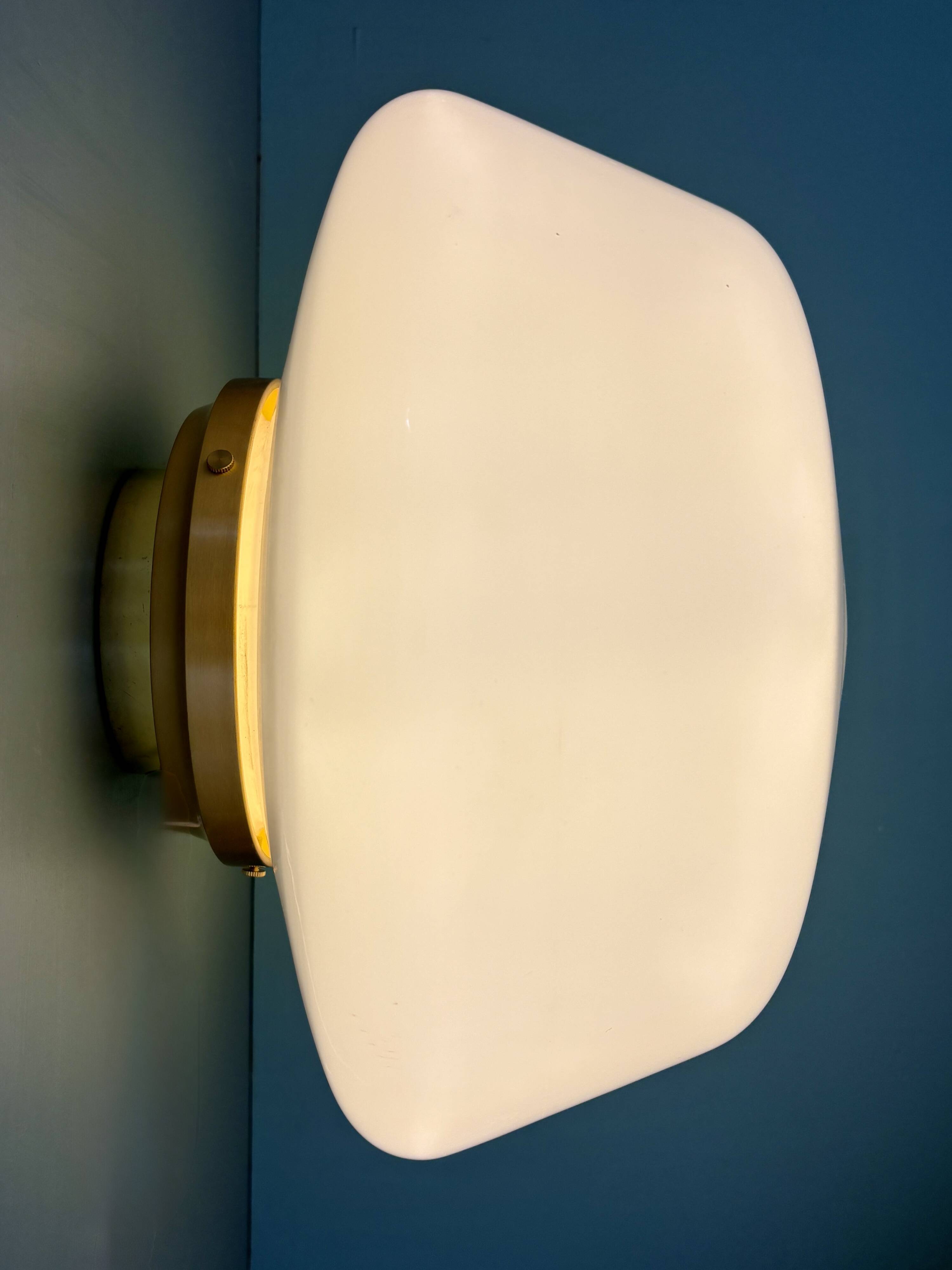 Vintage Mazda XXL globe wall or ceiling light in white opaline
