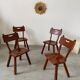 Set of 4 Imperial Loyalist brutalist wooden chairs, vintage 60s design