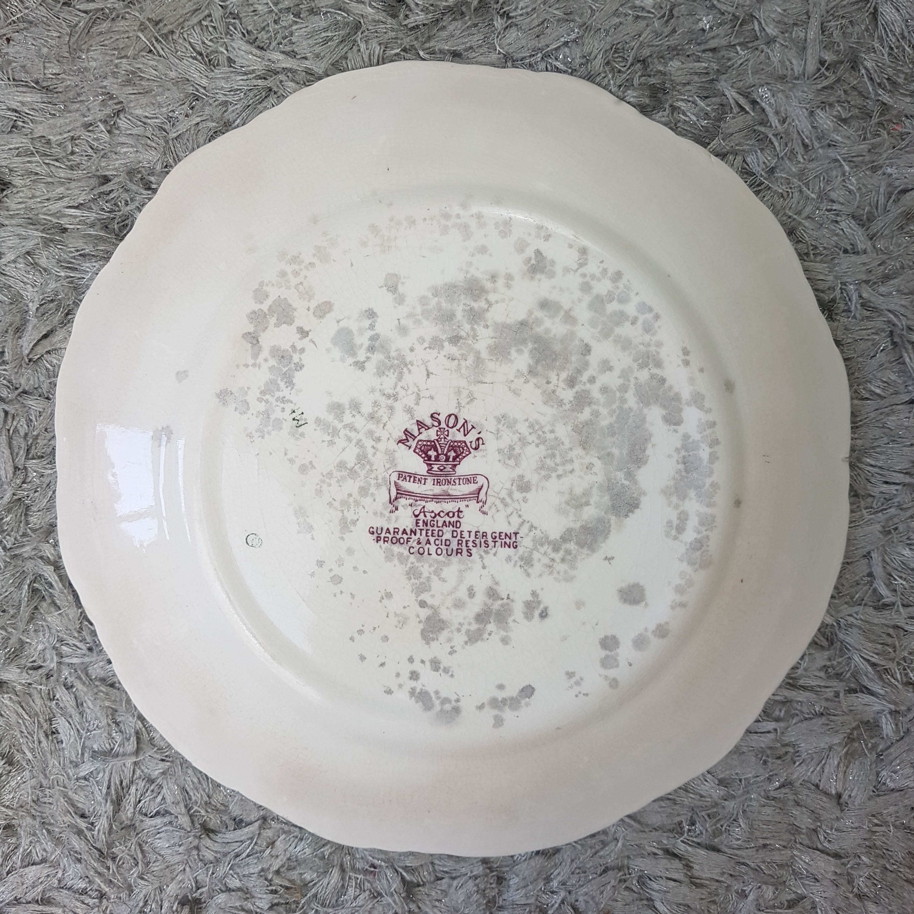 Lot de 5 assiettes violettes Mason's Patent Ironstone "ASCOT" Made in  England