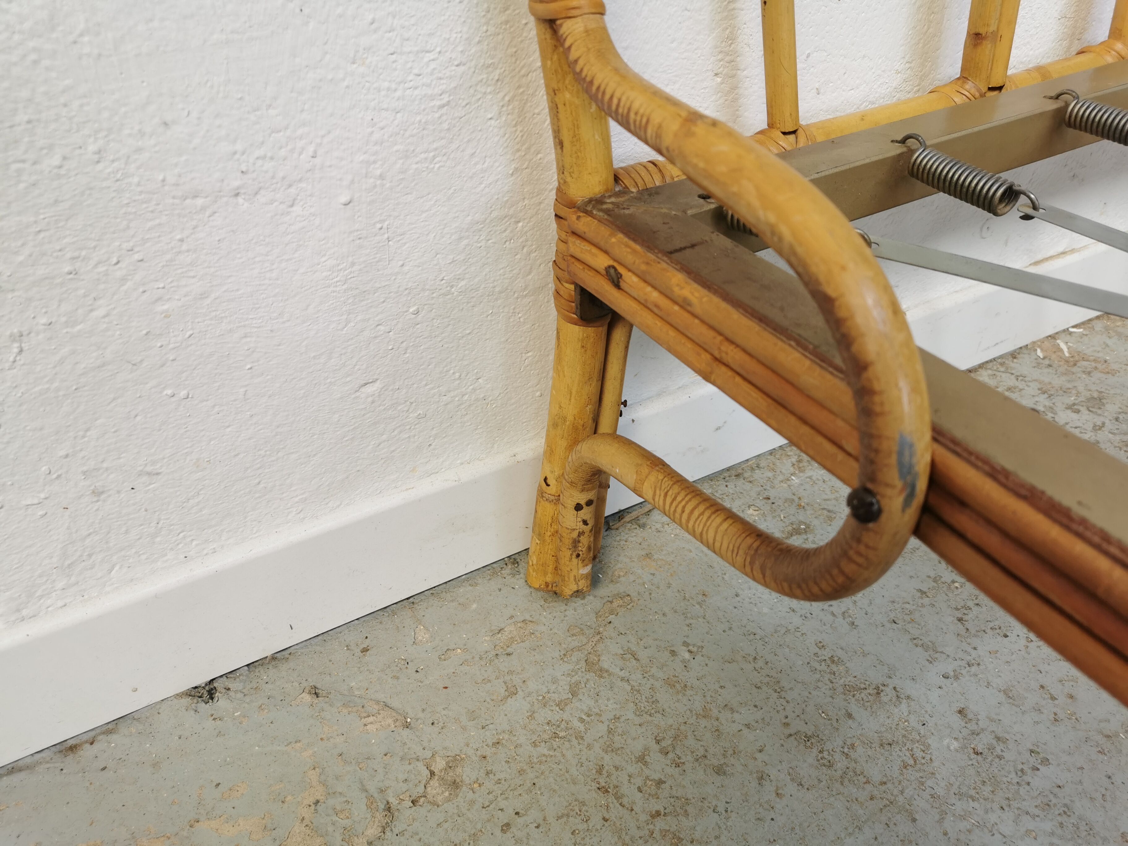 Pair of vintage rattan beds