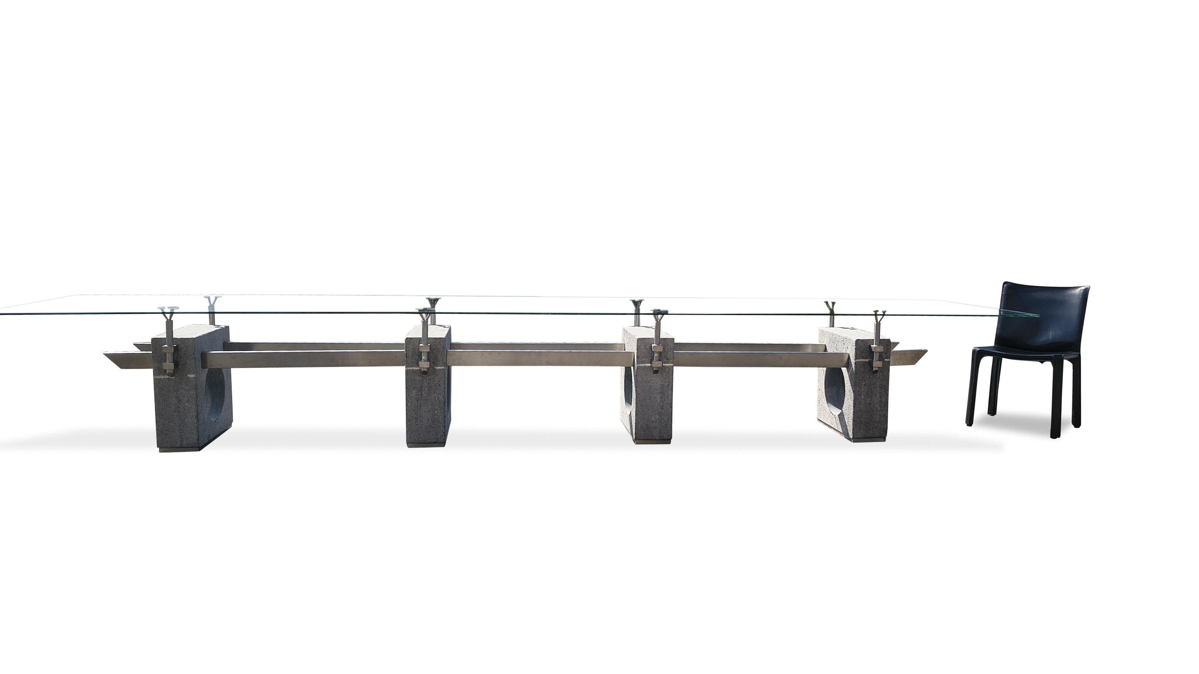 Huge brutalist concrete conference or dining table, 1970s