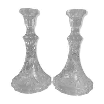 Pair of glass candlesticks