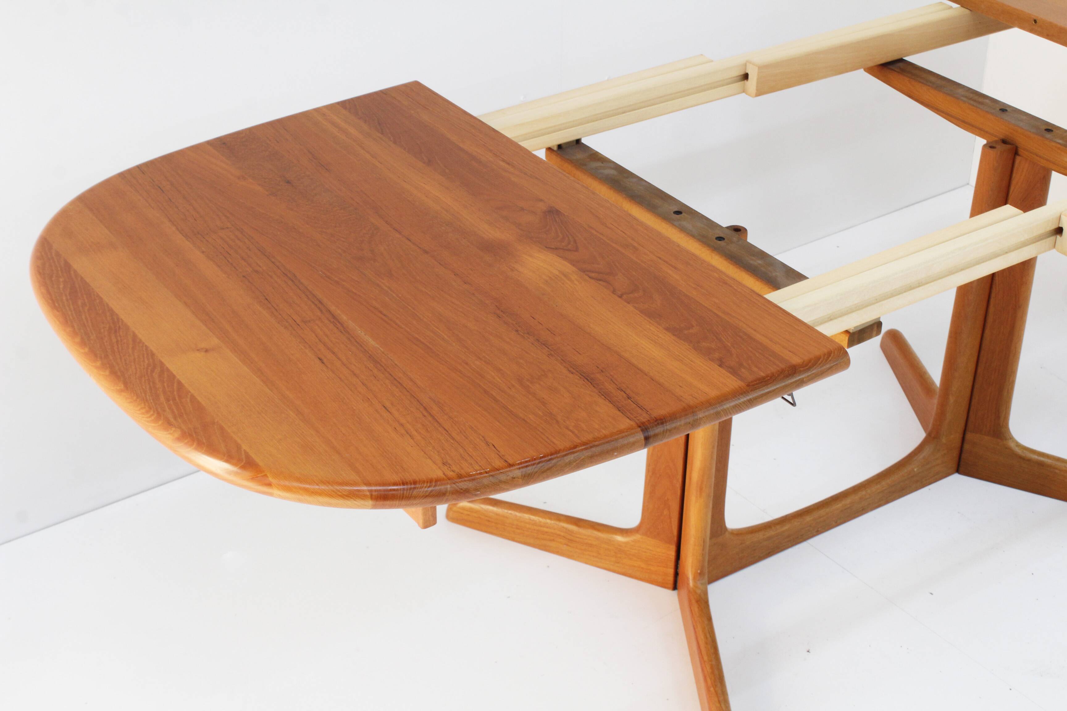 Vintage Gudme Danish oval extendable dining table solid teak 1960s