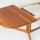 Vintage Gudme Danish oval extendable dining table solid teak 1960s