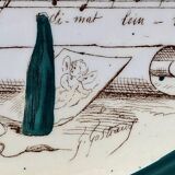 7 anciennes assiettes à dessert Creil et Montereau Terre de fer