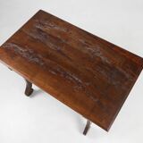 Table console espagnole ancienne en chêne avec tiroirs fabriqués à la main, 18ème siècle