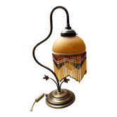 Art-deco brass lamp with pearls