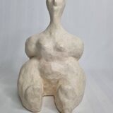 Modern white terracotta sculpture, Stylized female figure, 20 cm