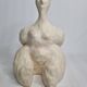 Modern white terracotta sculpture, Stylized female figure, 20 cm