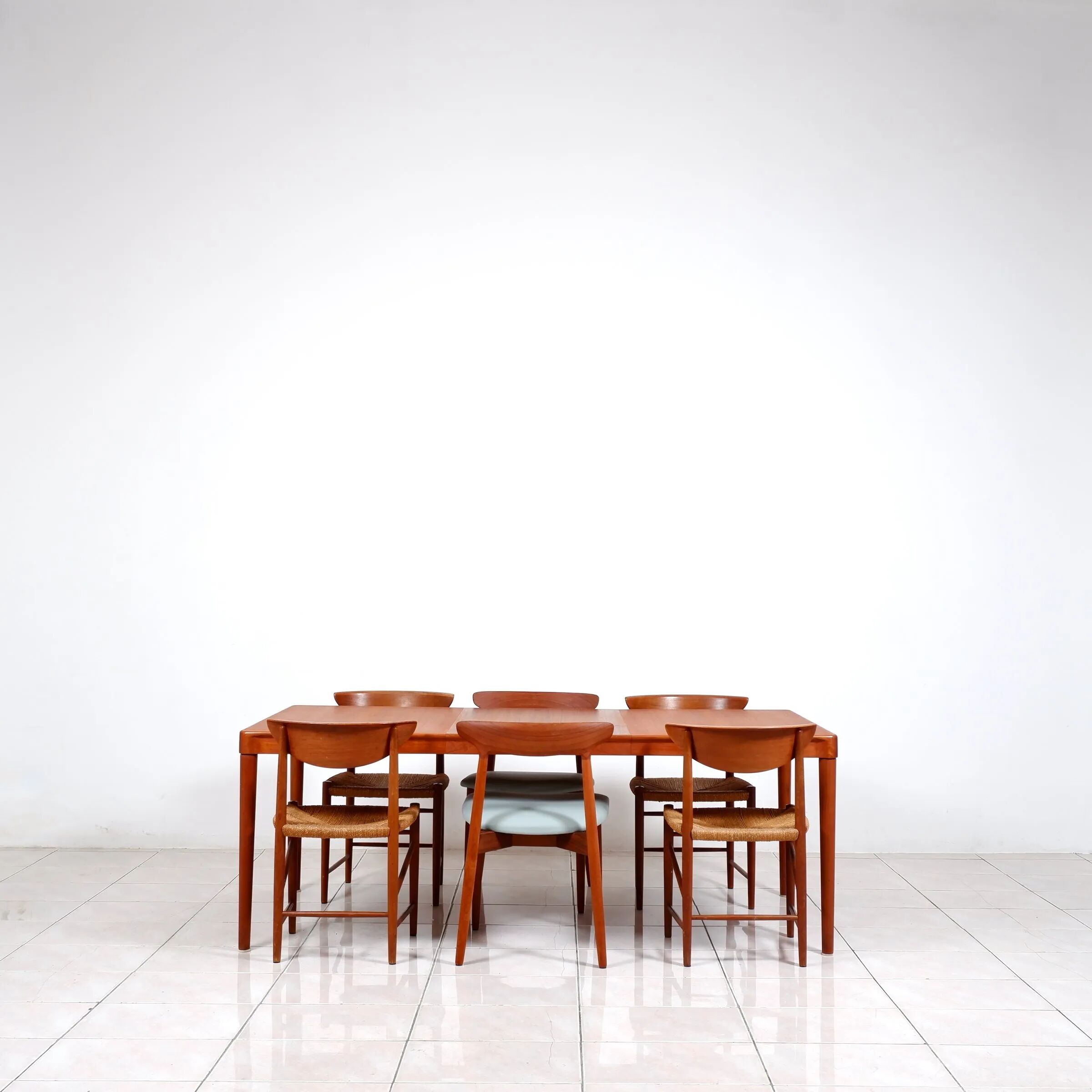 Extendable dining table in teak by H. W. Klein for Bramin Mobler