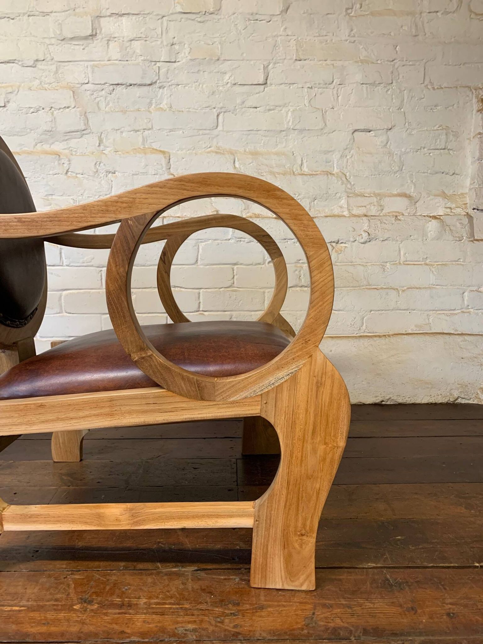 Pair of Hungarian Walnut & Leather Chairs by Lajos Kozma 1884-1948