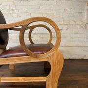 Pair of Hungarian Walnut & Leather Chairs by Lajos Kozma 1884-1948