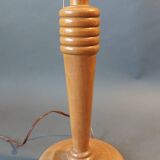Pied de lampe en bois tourné Art Déco.