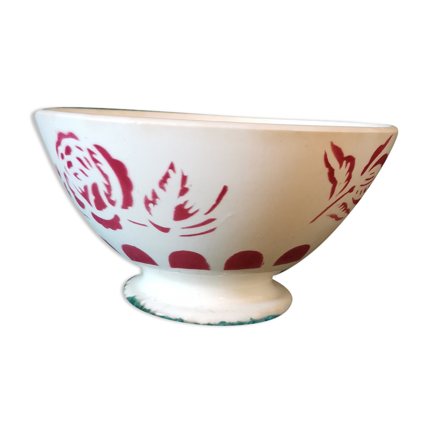 Old bowl Digoin pink red