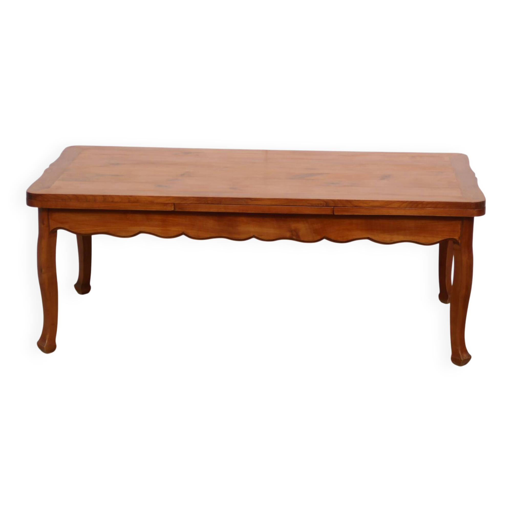 Grande table en merisier massif avec rallonges sous plateau